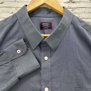 UNTUCKit Shirt Mens 3XL Blue Wrinkle Free Pio Cesare Cotton Office Casual